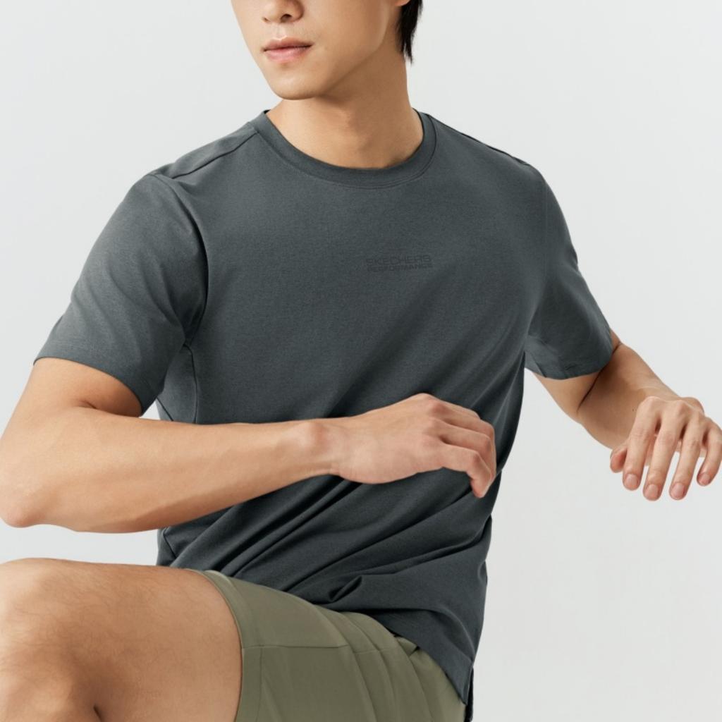 Skechers Однотонный круглый вырез Пуловер Дышащая футболка Мужские топы P226M142-006L