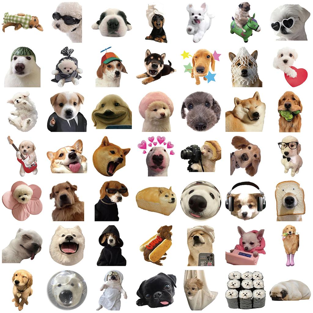 50 Cartoon Dog Expressions Graffiti Stickers Decorate Guitar Notebook Suitcase DIY Waterproof