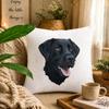1pc, Single-Sided Black Dog Head Portrait Print Throw Pillow, Spring Country Style Decorative Cushion with Zipper Closure, Suitable for Sofa and Bed,