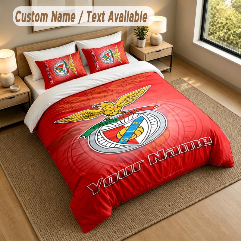 3Pcs Bedding Set Custom Name Text, 1 Sheet 2 Pillowcases Home Bed DecorBenfica FC