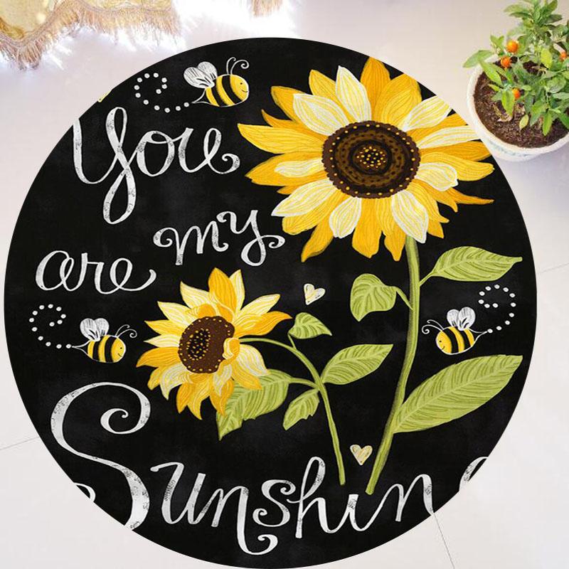 Chic You Are My Sunshine Подсолнух Круглый ковер Гостиная Спальня Современный цветочный ковер Напольный коврик Стул Дом