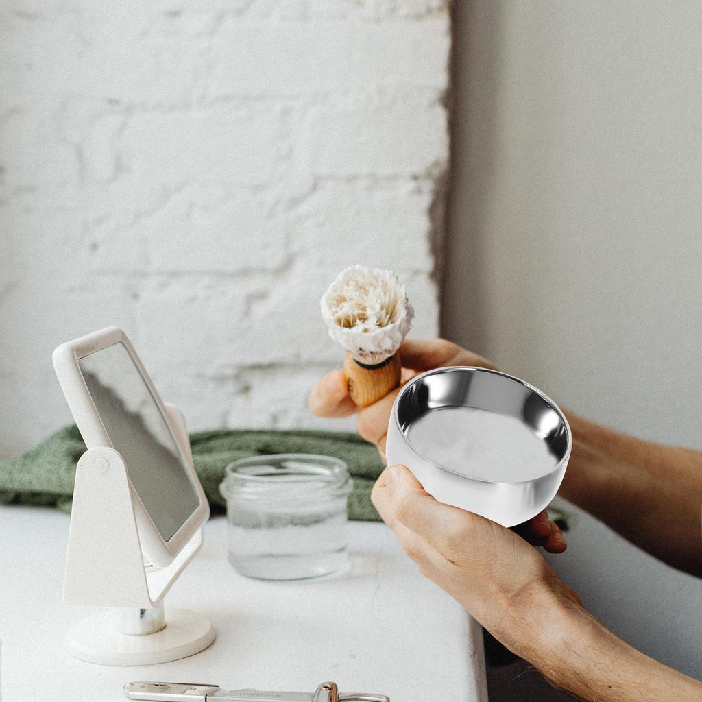 Practical Stainless Steel Men Shaving Bowl With Lid Soap Cup Smooth Shaving Mug Men Shave Lid Cream Foam Brush Lather Bowls