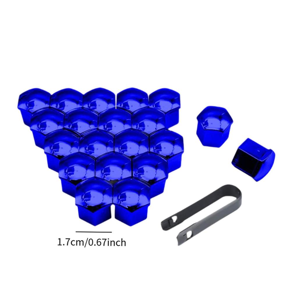 Automotive Wheel Lug Nut Covers Blue PP Protective Bolt Head Cap Decoration Kit for Car SUV Wheels Universal