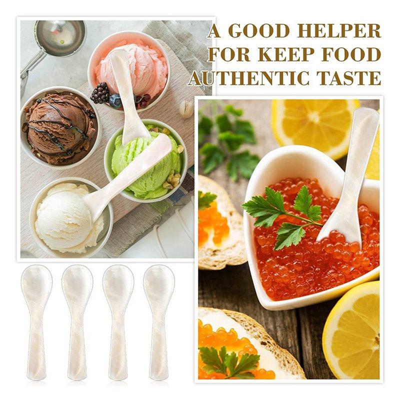 48Pcs Caviar Spoons Mother Of Pearl Mop Spoons With Hand Craft For Caviar Egg Ice Cream Salt Coffee Serving4