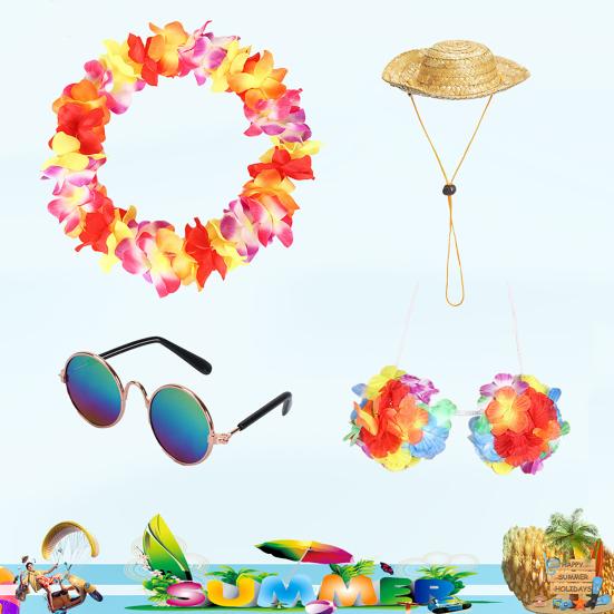 Летние наряды для крыльца гуся, гавайская соломенная шляпа леи, солнцезащитные очки, праздничный костюм для отпуска, пластиковая статуэтка гуся 23"/17", украшение для лужайки и патио