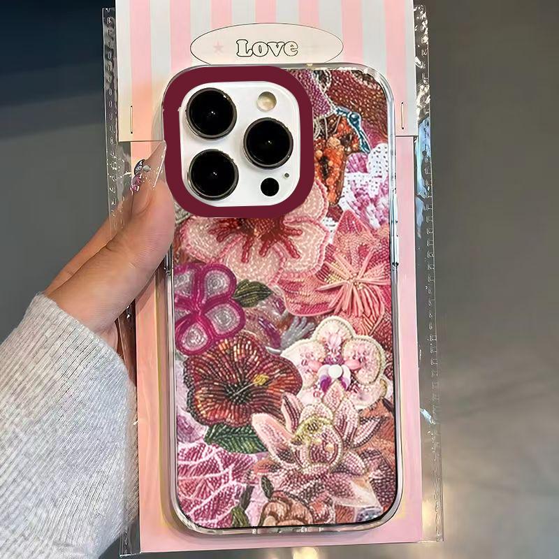 Чехол для телефона с принтом вышивки бисером «Цветочный сон» для iPhone 17 16 15 14 13 12 11 Pro Max XS X 7 8 Plus SE 2022 16E Мягкий чехол из ТПУ