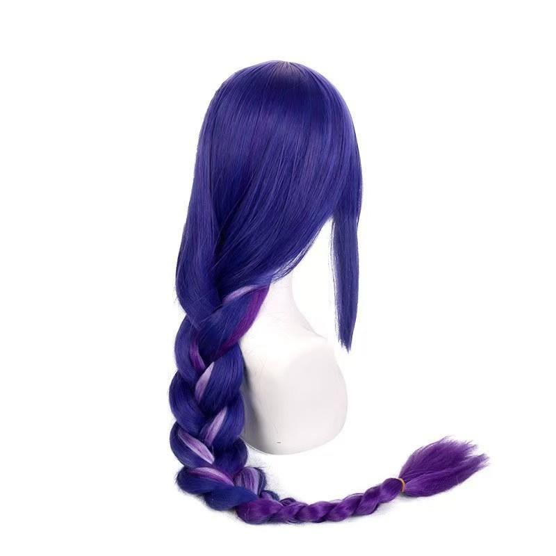 Genshin Impact Baal Cosplay Raiden Shogun Cosplay Wig 100cm Blue Purple Heat Resistant Synthetic Hair Anime Wigs + Wig Cap