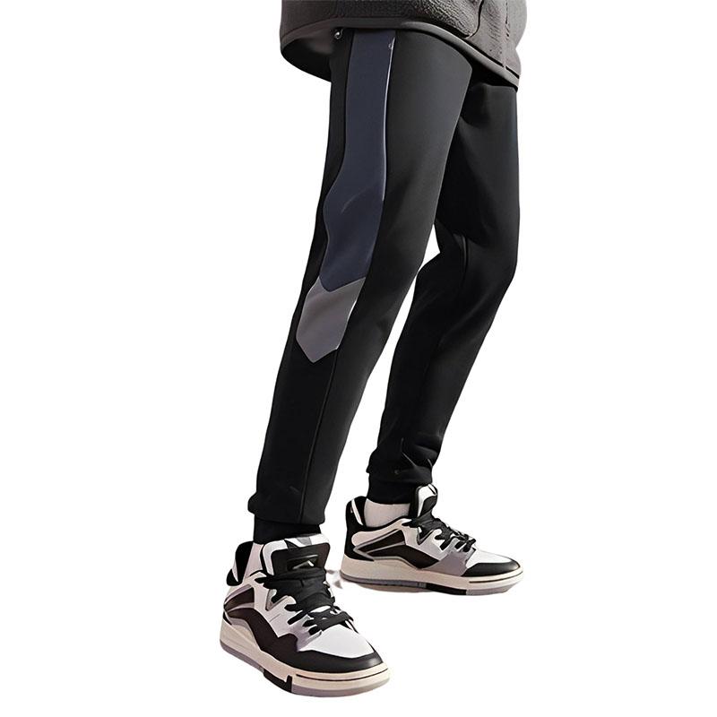 Li Ning Sports Lifestyle Series Fashion Logo Print Pattern Spliced Elastic Belt Slim Fit Joggers Men Joggers Black AKLT607-2