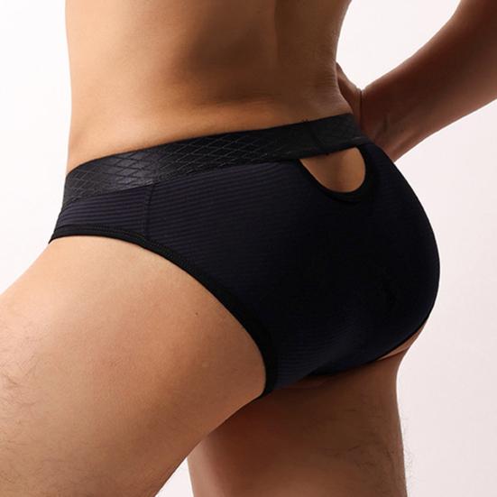 Мужские трусы-слипы, высокая эластичность, облегающий крой, однотонные, с полосатым принтом, дышащее сетчатое белье, гладкая обработка, низкая посадка