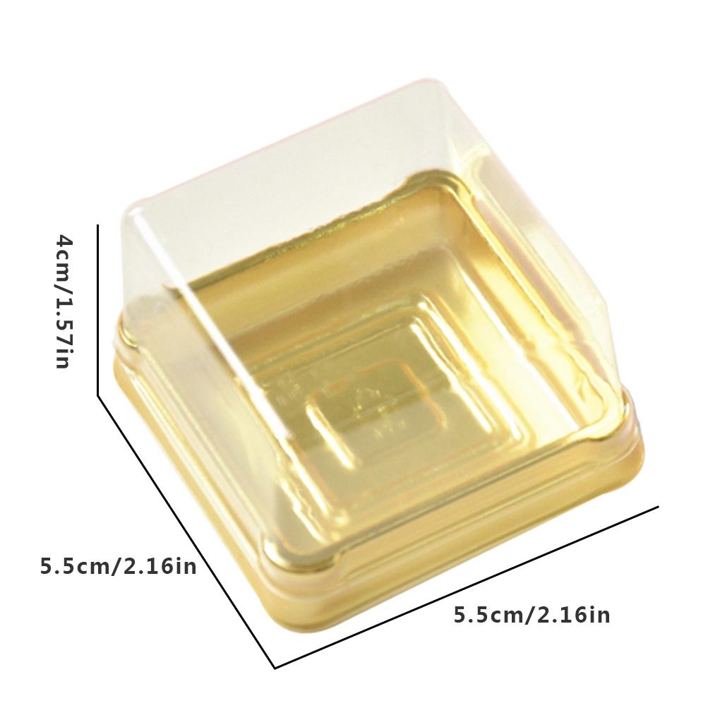 50 шт. Упаковка для лунных пряников, круглая, квадратная, прозрачная, пластиковая, контейнер для кексов, печенья, торта, чашки, черный/золотой