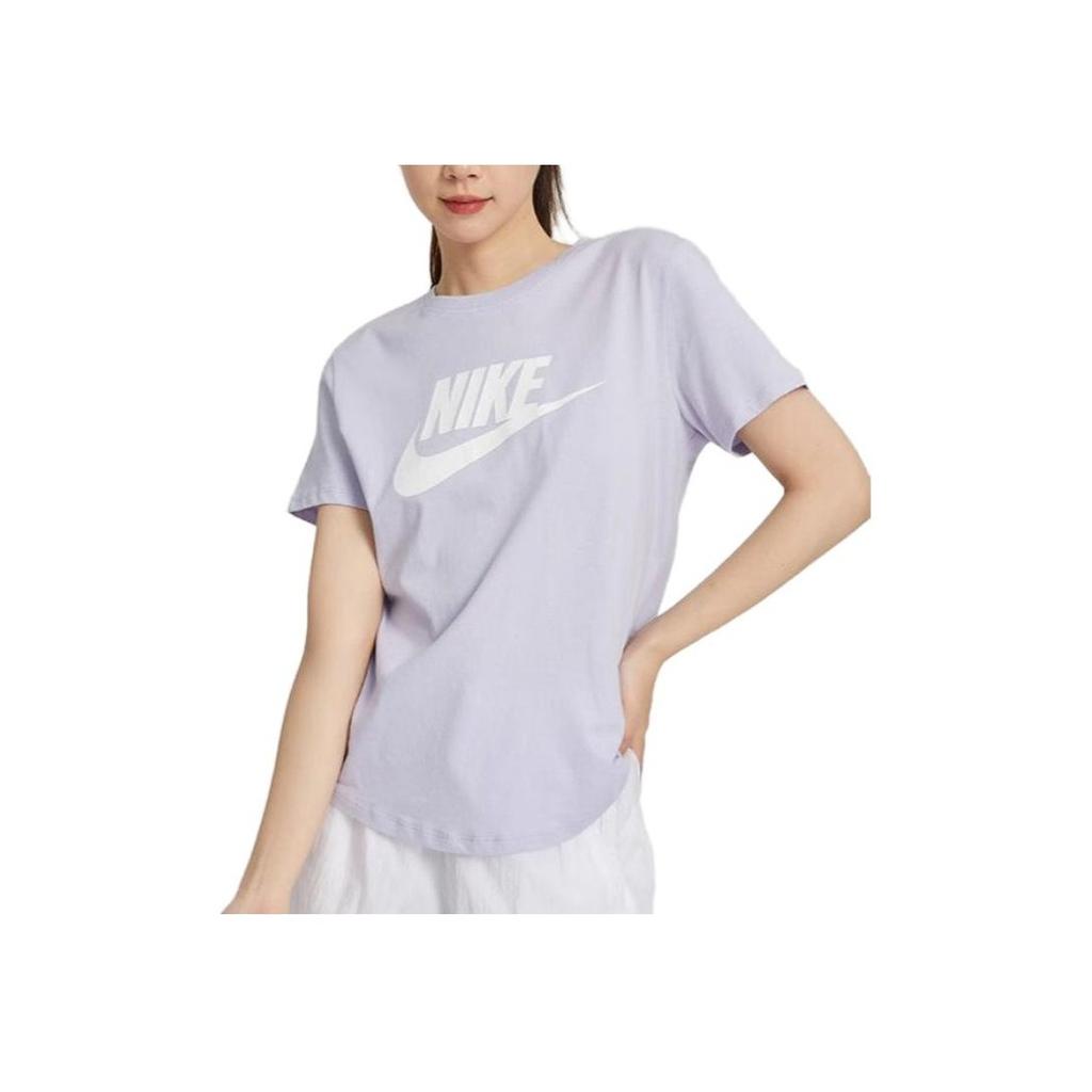 Nike Американский винтажный логотип с принтом, спортивная повседневная дышащая футболка с круглым вырезом и коротким рукавом, женские топы, фиолетовый DX7907-536