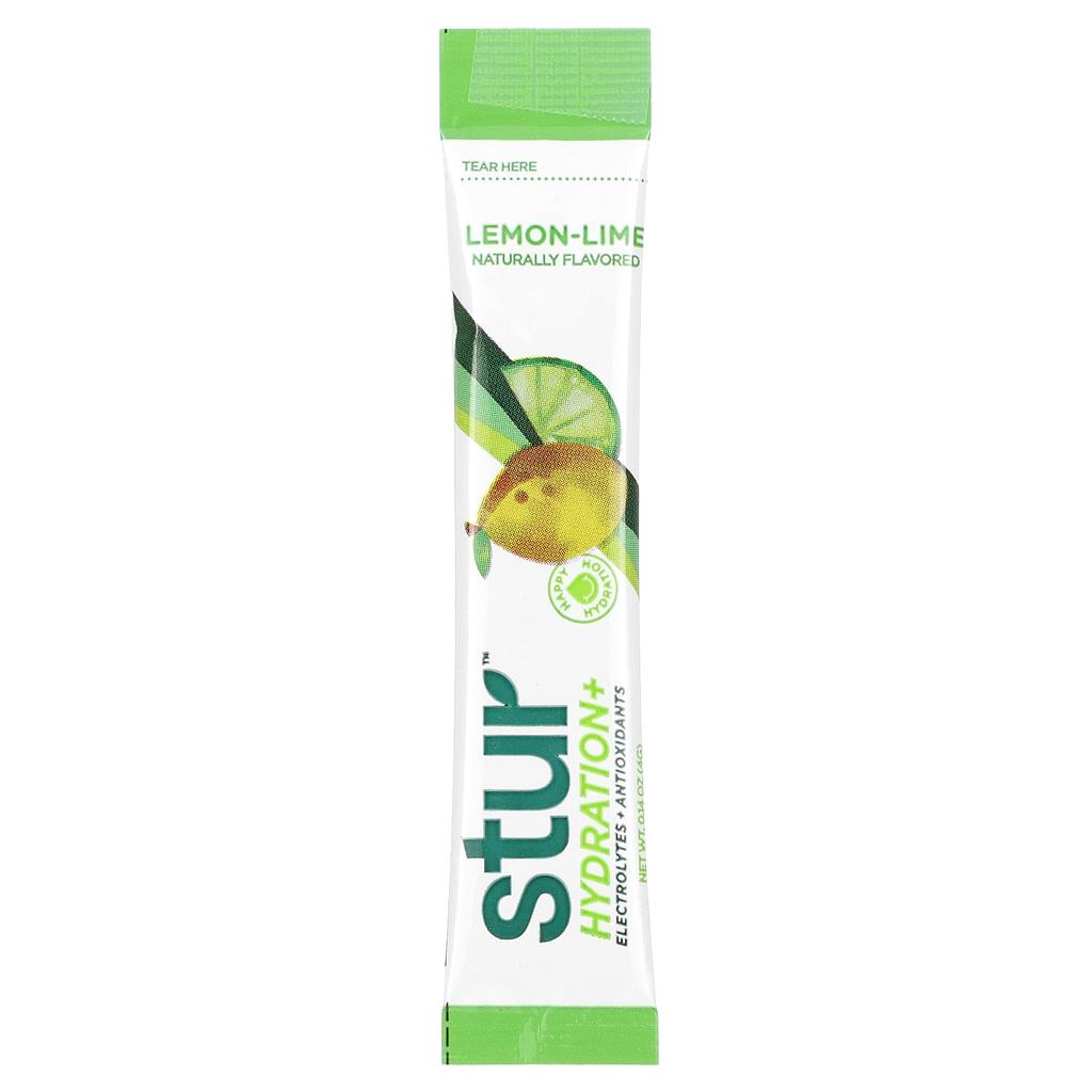 Stur Rehydration + Electrolyte + Antioxidant Drink Mix, Lemon-Lime Flavor, 8 Sticks, 0.14 Oz (4 G) Each