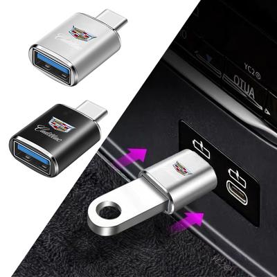 Мини-конвертер-адаптер для зарядки с интерфейсом USB Type-C на USB-A для Cadillac Логотип Escalade CTS ATS SRX XTS XT5 STS CT5 CT6 BLS XLR