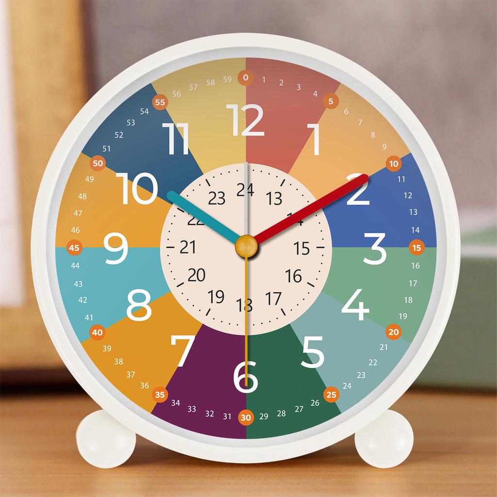 White rainbow alarm clock instructional alarm clock with color pattern and color pointer design instructional alarm clock2
