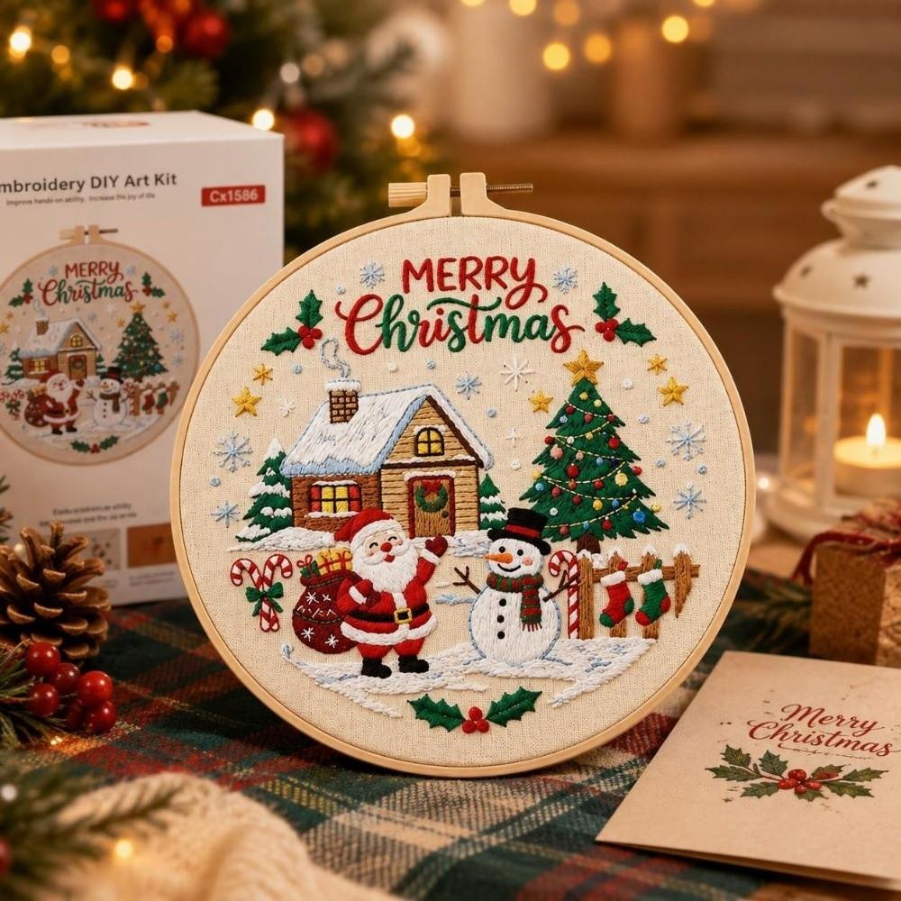 Ball Bell Cross Stitch Set Santa Claus DIY Embroidery Kit Xmas Embroidery Craft Set  Adults
