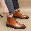 Модные мужские ботинки челси из натуральной кожи в стиле ретро, модные мужские ботильоны, мужские повседневные короткие ботинки в британском стиле, туфли с острым носком и толстой подошвой