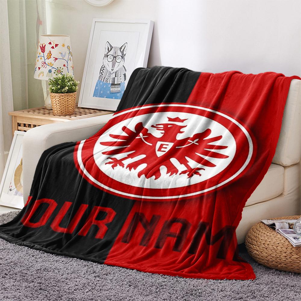 1 шт. Индивидуальное имя Шаблон Eintracht Frankfurt Фланелевое одеяло Подходит для всех сезонов для домашнего декора Тепло и комфорт Подарки Праздничный подарок_xia