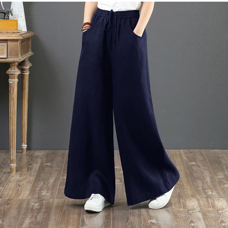 Spring and Summer Literary Cotton and Linen Pants Loose Large Size Wide Leg Pants High Waist Floor Mopping Pants Straight Trousers