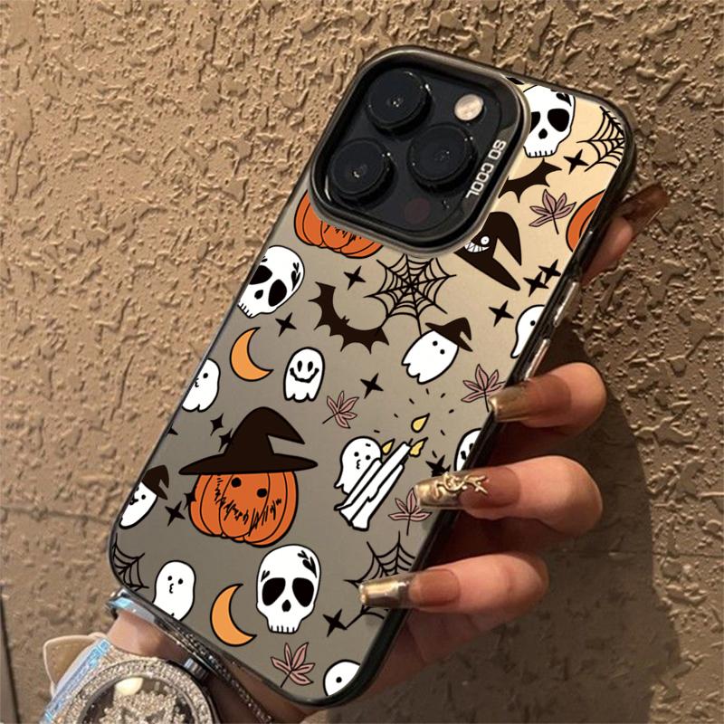 Чехол для телефона Halloween Тыква Призрак Гальваническое покрытие Серебро IMD Для iPhone 17 Pro Max 16 15 14 13 12 11 16E 7 8 Plus X XS XR