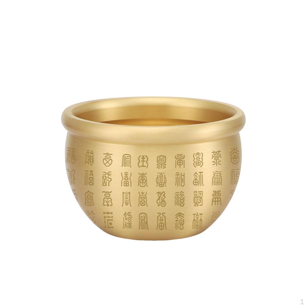 Bai Fu Golden Treasure Basin Statue Decorations Chinese Box Wealth Fruit Money Pot Copper