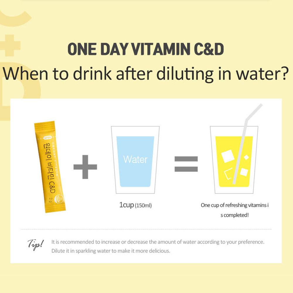 HURUM OneDay Vitamin C+D Здоровье клеток Здоровье костей Необходимый витамин C, витамин D [Упаковка BOX 2g x 100ea] [Mini Pack 2g X 10ea] Корейский витамин
