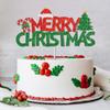 1PC Christmas Cake Holiday Birthday Cake decor  Insert Red Merry Birthday Christmas Home Cake Plate Holiday Party Decorations