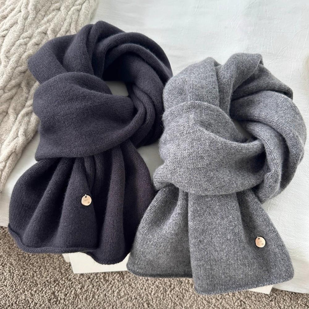 Solid Color Winter Scarf Windproof Knitted Scarf Fashion Warm Cashmere Scarves Women