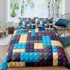 Colorful Blocks Duvet Cover King/Queen Size,Building Toy Bedding Set Kids Boys Girls Orange Blue Fun Brick Polyester Quilt Cover