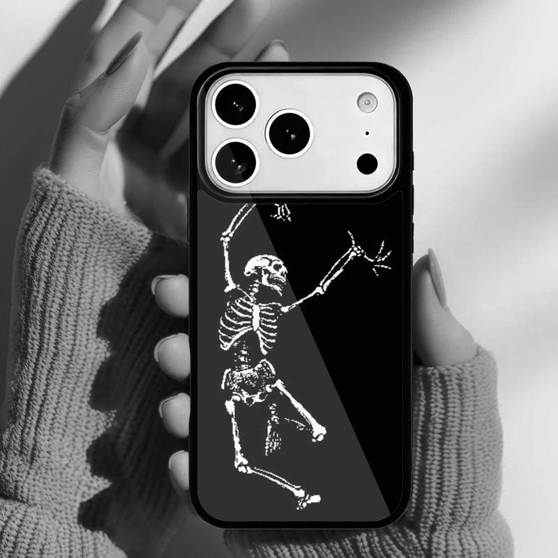 Жуткий Череп Смешной Танцующий Скелет Чехол для Телефона для iPhone 17 Air 16e 15 14 13 Pro Max Задняя Крышка для 12 11 Pro Coque