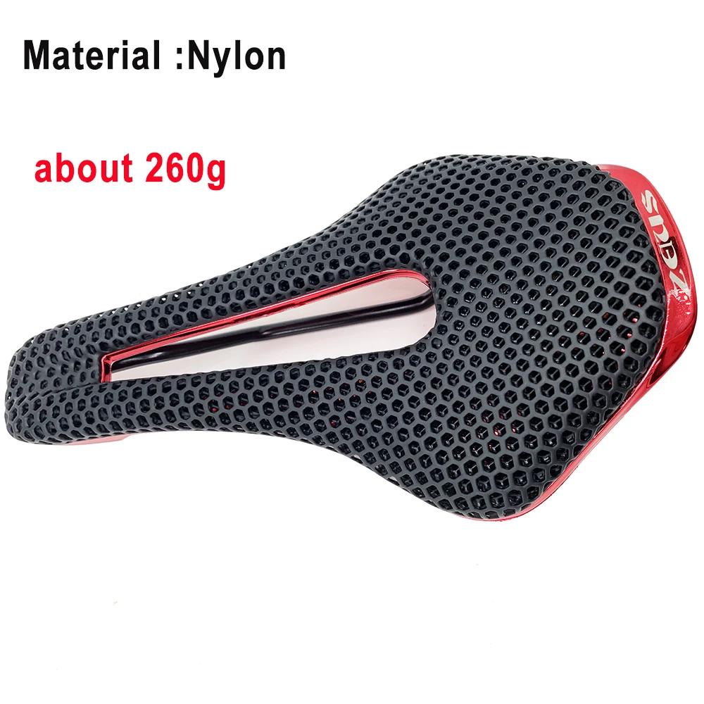 Седло для велосипеда, сверхлегкая подушка из углеродного волокна/нейлона с 3D принтом, удобное дышащее полое дорожное сиденье для горного велосипеда MTB