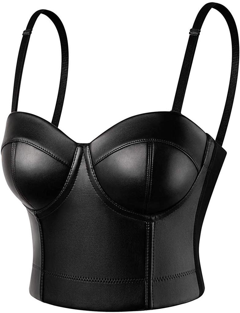 Women Leather Bra Gothic Bralette Corsage Sexy Lingerie Corset Tops Party Wear Tank Tops Underwear