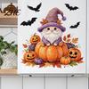 Seasonal Home Wall Ornaments Halloween Dwarf Pumpkin Stickers, Self Adhesive Removable PVC Decals, Autumn Leaves Decorative Stickers for Holidays And