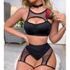 TERMEZY Новый сексуальный комплект с бюстгальтером, женское нижнее белье с сетчатой ​​вставкой пуш-ап, ажурное искушение, стринги, нижнее белье