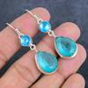 Swiss Blue Topaz Gemstone Handmade 925 Sterling Silver Earring 2.21" J3B87
