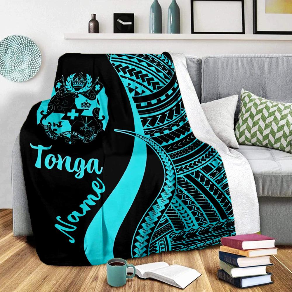 Custom Name Tonga Polynesian Tattoo Design Home Customize Your Name Blankets Comfortable Soft Lightweight Allseason Multipurpose Blanket For Picnics