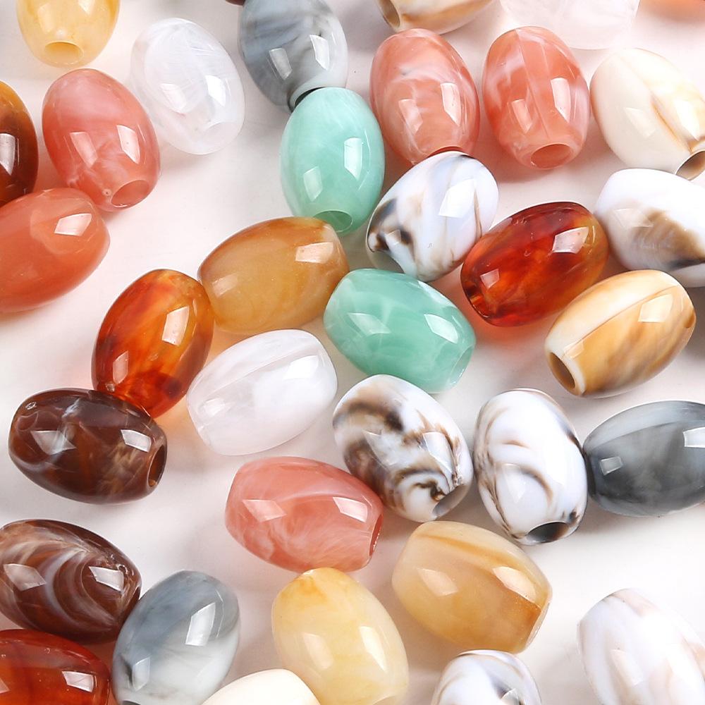 Акриловые овальные двухцветные бусины-ведра, бусины с большим отверстием, подушка для сиденья автомобиля, бисерный браслет, ожерелье, аксессуары для изготовления ювелирных изделий своими руками