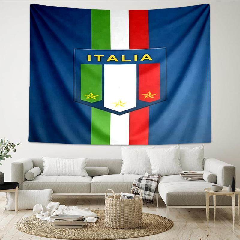 1PC Italian Football Crest Printed Tapestry Room Decoration Wall Hanging for Living Room Bedroom, dormitory, Birthday and Christmas gifts