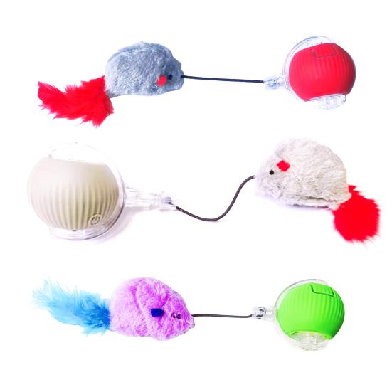 Интерактивная игрушка для кошек, катящийся мяч, электрическая самодвижущаяся игрушка с плюшевой мышкой