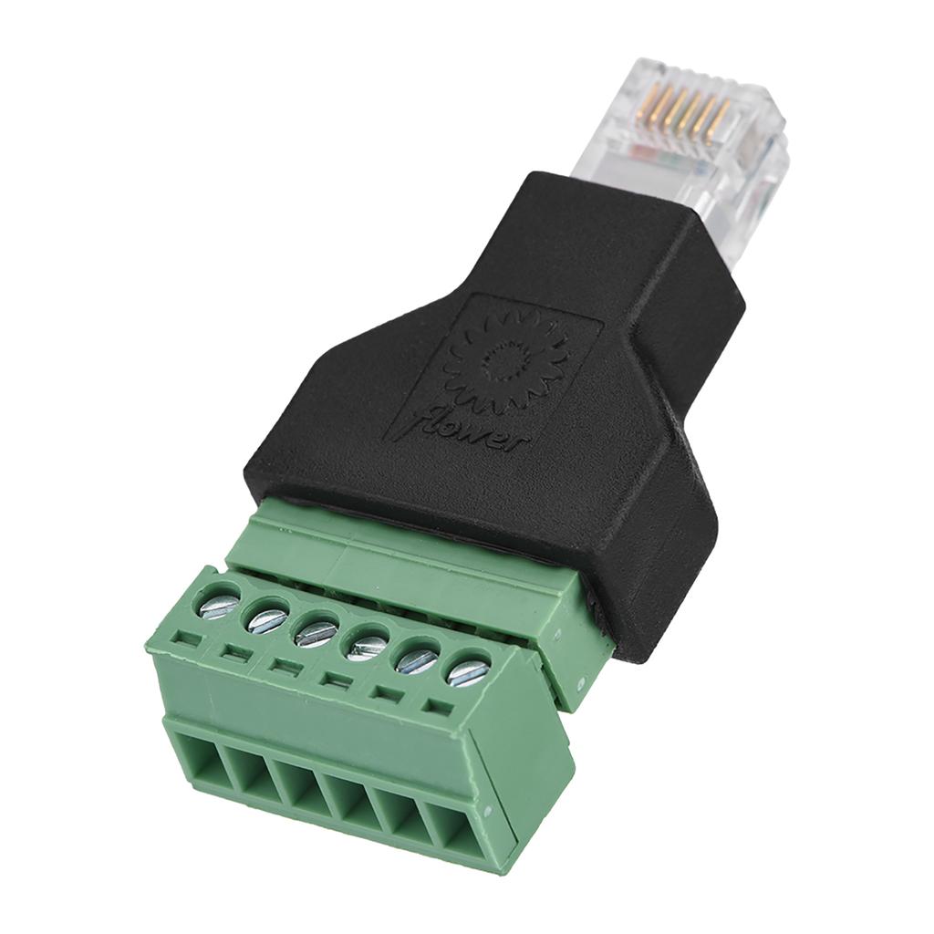 1 шт. Ethernet RJ12 6P6C штекер на 6-контактный разъем адаптера с винтовыми клеммами