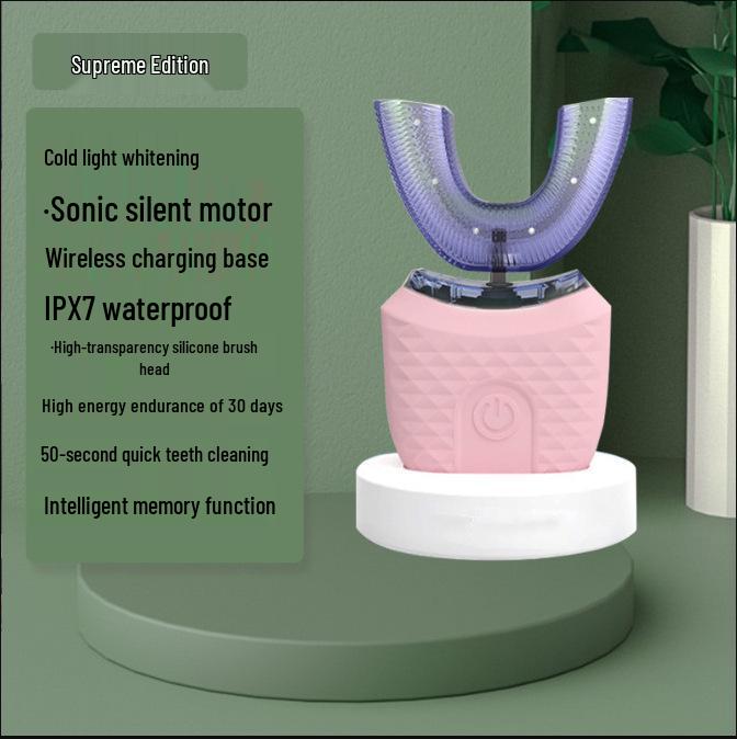 Взрослая U-образная электрическая звуковая зубная щетка с таймером и мягкой силиконовой щетиной