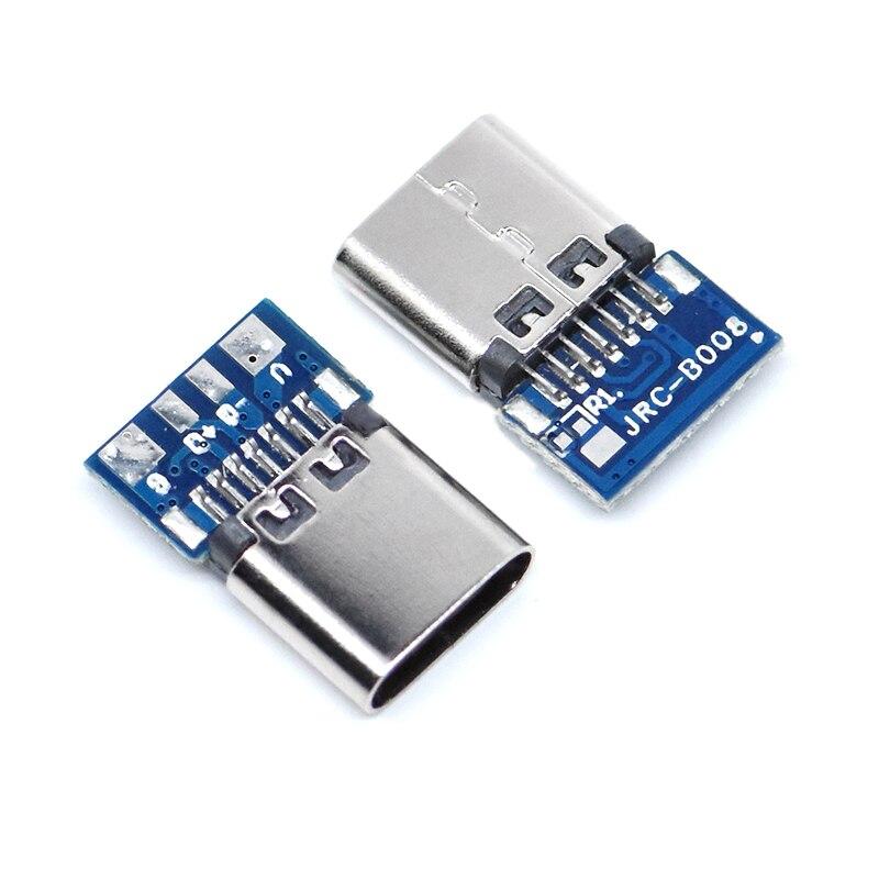 10 шт. разъем USB 3.1 Type-C 24 контакта, адаптер гнезда «папа» / «мама» для припоя проводов и кабелей, плата поддержки 24 контакта