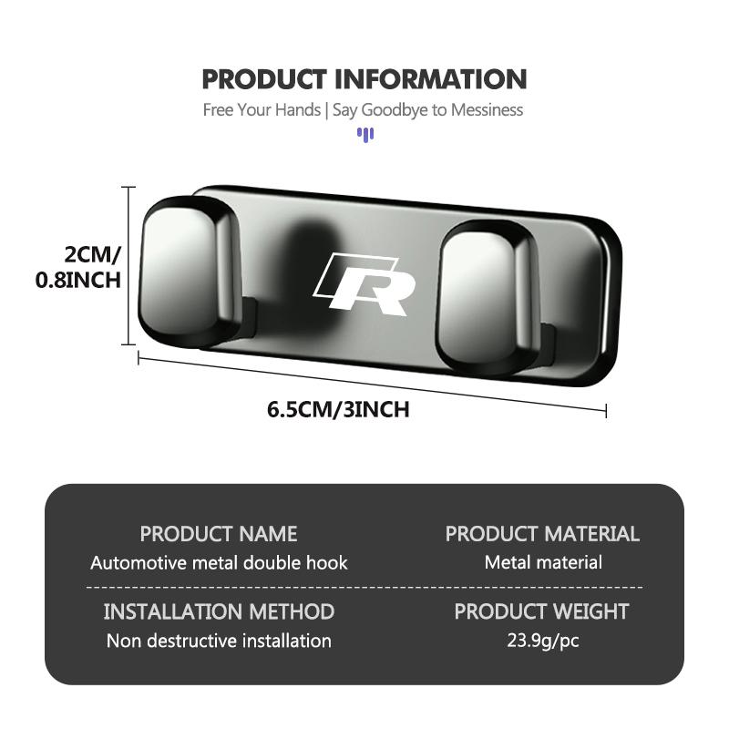 For Volkswagen VW Car Metal Double Hook Auto Interior Seat Back Hanger Accessories Tiguan CC Jetta Polo Golf 4 5 6 Passat B5 B6 zj5