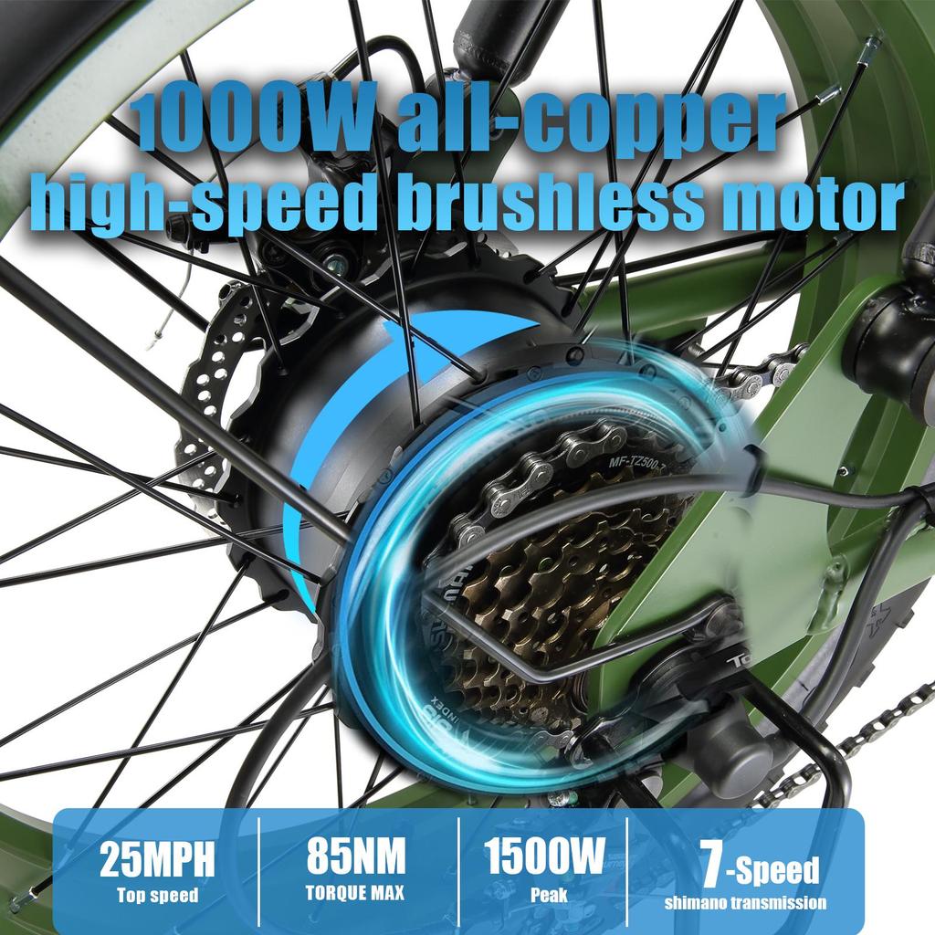 Keteles K880 20"off-road electric bike,high-capacity 23Ah lithium battery,dual-crown suspension fork,7-speed,maximum pedal-assist range of up to 85km.