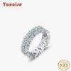 Tancise Classic 925 Sterling Silver  Zircon Ring Ladies Jewelry Wedding Promise Party Gift