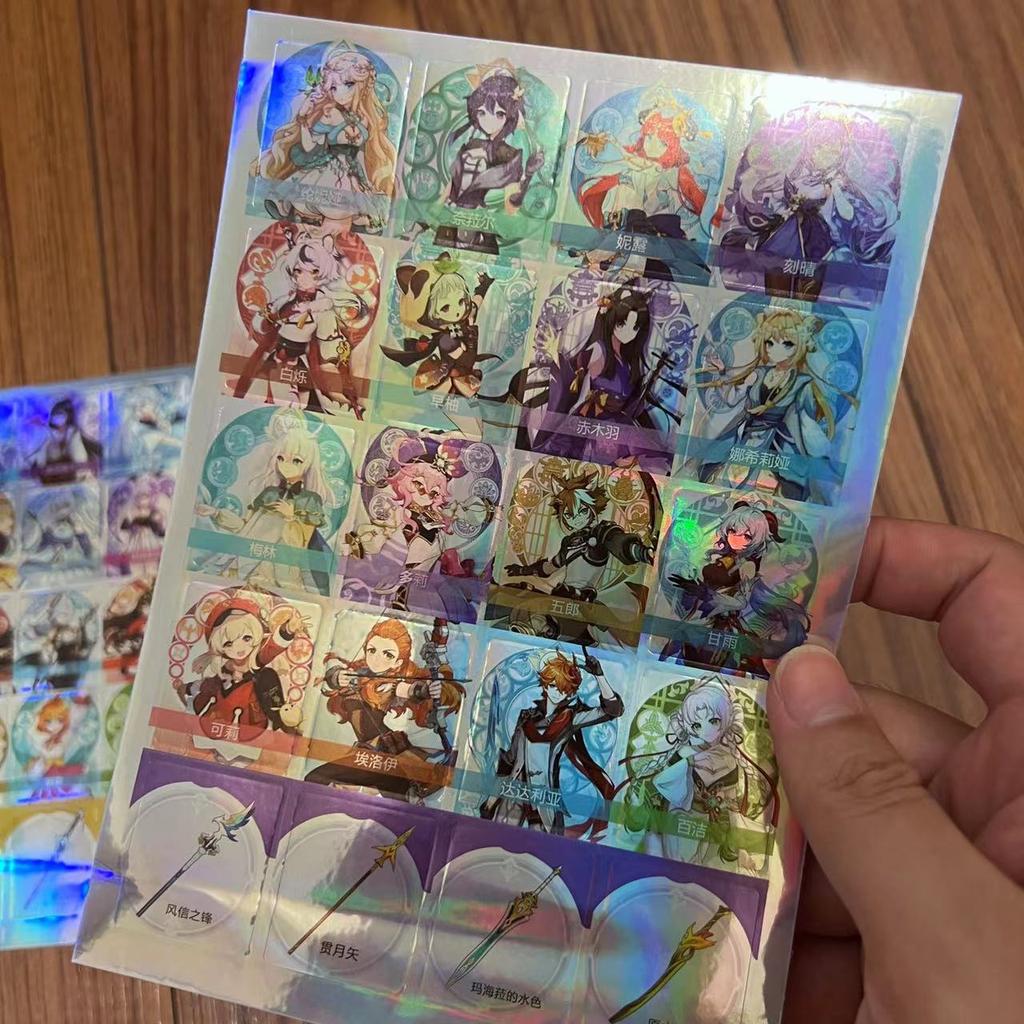 Anime Laser Stickers Tartaglia Zhongli Sangonomiya Kokomi Decals DIY Waterproof Sticker For Notebook Luggage Skateboard Motorcycle Toys