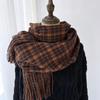 Luxury Plaid Designer Winter Women Scarf Thick Warm Tassels Shawls Pashmina Neckerchief Cashmere Lady Outdoor