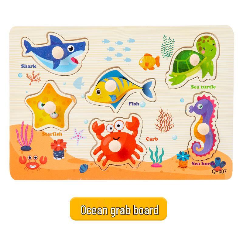 Montessori Wooden Pegboard Puzzle - Educational Toy for Letter, Number & Shape Cognition