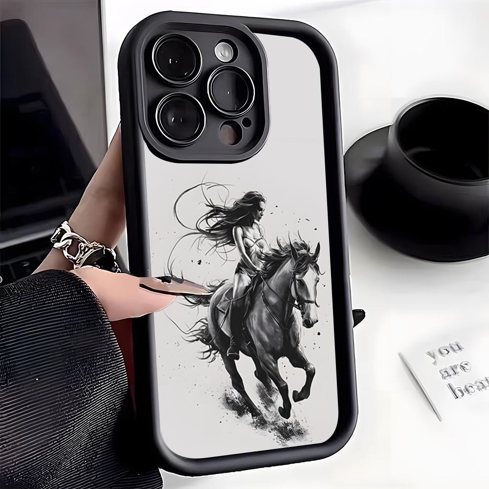 Cool Girl Riding A Horse Phone Case For IPhone 17 Pro Max 16 15 14 Pro Max IPhone 13 Pro Max 11 Plus Silicone Cover
