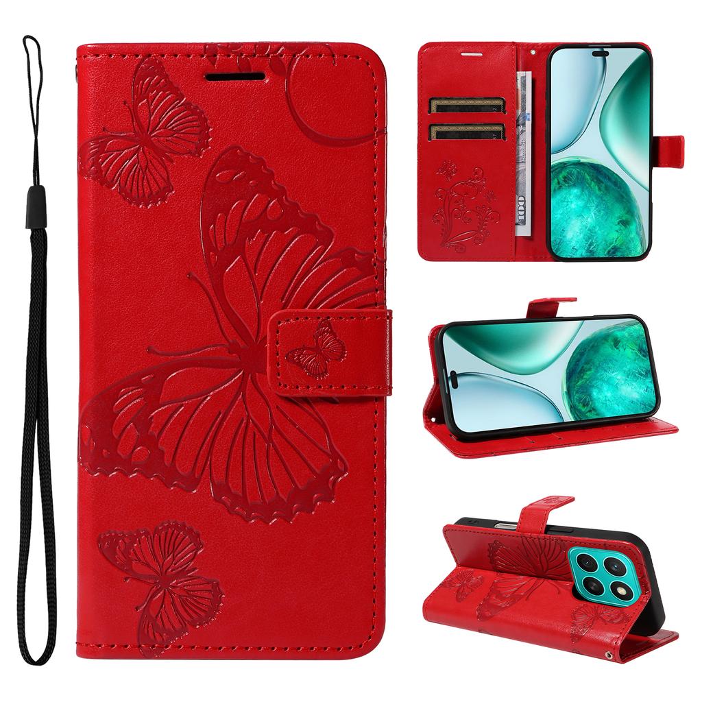 For Honor X8c 4G Wallet Case Floral Butterfly Imprinted Leather Phone Cover Stand