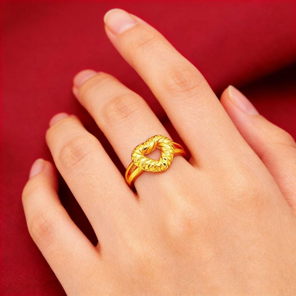 Вьетнамское кольцо-коса женское Rose Gold с покрытием 24K золотом, с полым дизайном в виде сердца, ювелирное изделие